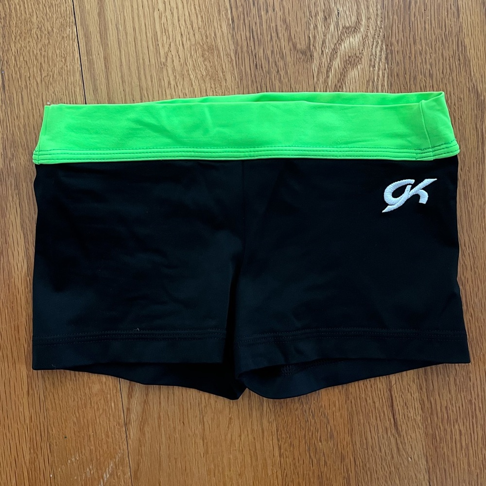 Black/Green GK Gymnastics Shorts (nylons and spandex)